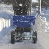 imageChapin 8201A Made in The USA 80Pound Sure Spread Salt and Ice Melt Walk Behind Spreader Front and Side Baffles 12quot Tires UShaped Flipup Handle Steel Frame Enclosed Gear Box Blue