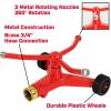 imageChapin Wheeled Impact Sprinkler 360 Automatic Up to 85 ft Coverage Red3Arm Rotary Sprinkler
