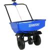 imageChapin 8003A 65Pound Made in The USA Residential Salt and Ice Melt Walk Behind Spreader Rear and Side Baffles 9quot Tires UShaped Flipup Handle Steel Frame Enclosed Gear Box Blue