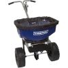imageChapin 82104B Made in The USA 80Pound Poly Hopper Professional and Contractor Salt and Ice Melt Walk Behind Broadcast Spreader RustResistant 12quot Tires Blue