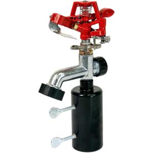 imageChapin 4984 TPost Impact Sprinkler 360 Degree Automatic Impact Sprinkler for Small Gardens and Lawns Up to 85ft Coverage Area Red