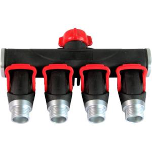 imageChapin 69483 Deluxe 4Way Shutoff Hose Connection Fits Standard Garden Hoses Metal and Plastic Construction with ShutOff Valves LeakFree High Volume Water Flow for Landscaping and Outdoor Use