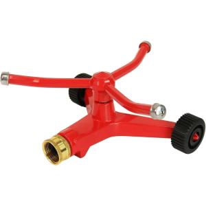imageChapin Wheeled Impact Sprinkler 360 Automatic Up to 85 ft Coverage Red3Arm Rotary Sprinkler