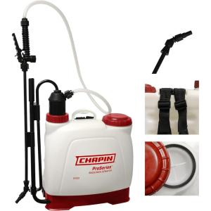 imageChapin 61500 4Gallon Made in USA Euro Style Backpack Sprayer with Poly FanCone Nozzles Cushion Grip ShutOff Padded Adjustable Straps 2Stage Filtration System Translucent WhiteSprayer
